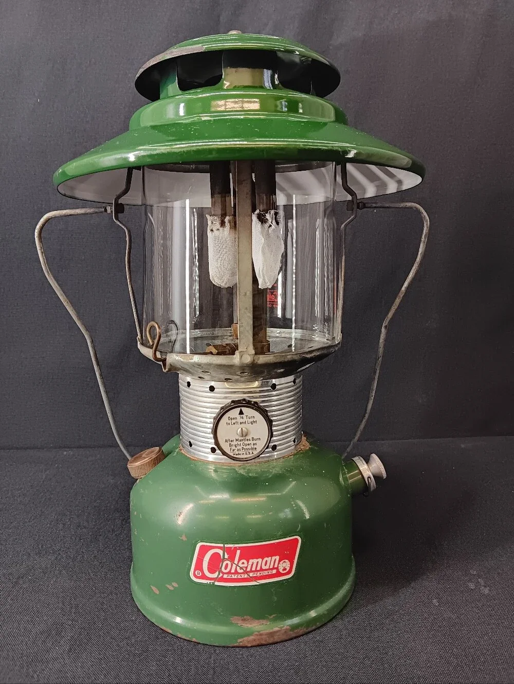 Tested 1970 Coleman 228F Big Hat Lantern with Yellow Clamshell Case Serviced